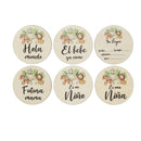 6 Pcs Wooden Spanish Letters Baby Milestone Cards Newborn Birth Monthly Recording Photo Cards Kids Growth Album Souvenir Props
