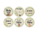 6 Pcs Wooden Spanish Letters Baby Milestone Cards Newborn Birth Monthly Recording Photo Cards Kids Growth Album Souvenir Props