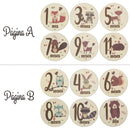 6 Pcs Wooden Spanish Letters Baby Milestone Cards Newborn Birth Monthly Recording Photo Cards Kids Growth Album Souvenir Props