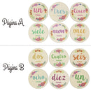 6 Pcs Wooden Spanish Letters Baby Milestone Cards Newborn Birth Monthly Recording Photo Cards Kids Growth Album Souvenir Props