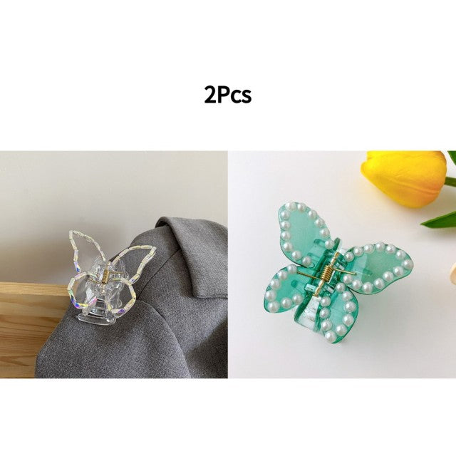 2022 Summer Small Transparent Butterfly Hair Claws Hairpin Cute Transparent Grabs Acrylic Hair Clip For Women Sweet Accessories