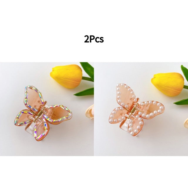 2022 Summer Small Transparent Butterfly Hair Claws Hairpin Cute Transparent Grabs Acrylic Hair Clip For Women Sweet Accessories