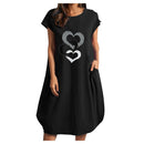 Women Casual O-Neck Short Sleeve Mid-Calf Summer Dress With Pocket Denim Basic Solid Dress Beach Party Loose Dress Holiday