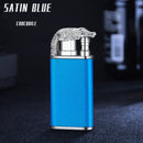 New Blue Flame Metal Crocodile Dolphin Double Fire lighter creative Direct Windproof Open Fire Conversion Lighter, Man&