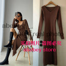spring and winter sexy French slit sweater dress female slim tight-fitting hip-knit over-the-knee dresses