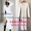 spring and winter sexy French slit sweater dress female slim tight-fitting hip-knit over-the-knee dresses