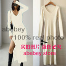 spring and winter sexy French slit sweater dress female slim tight-fitting hip-knit over-the-knee dresses