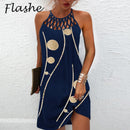 Sexy Dress Women Beach Mini Dress Fashion Dress Women Summer Sleeveless Hollow Elegant Boho Party Dress Print Vestido 2022