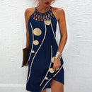 Sexy Dress Women Beach Mini Dress Fashion Dress Women Summer Sleeveless Hollow Elegant Boho Party Dress Print Vestido 2022