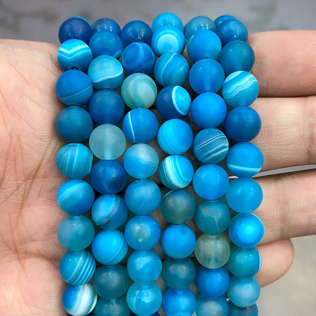 Natural Orange Stripe Onyx Agates Round Beads Diy Bracelet Necklace for Jewelry Making Accessories 15&quot; Strand 4 6 8 10 12 14MM