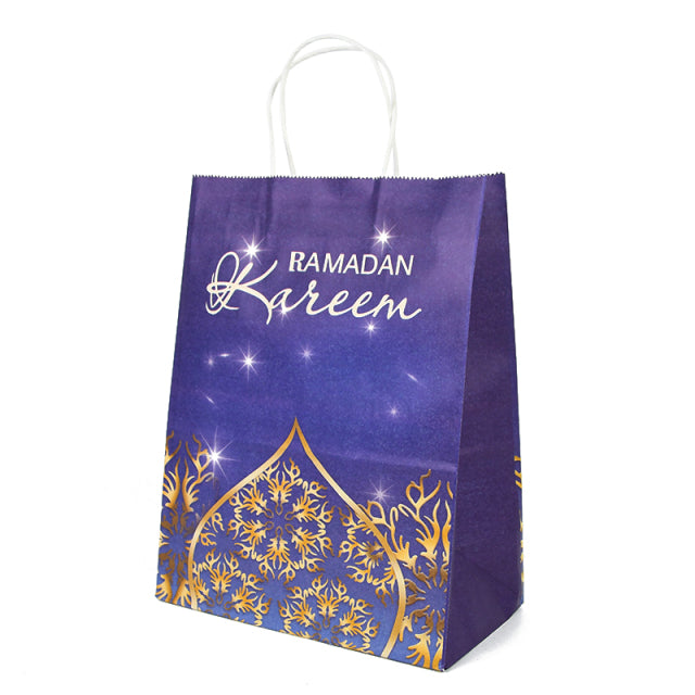 6 stücke Eid Mubarak Kraftpapier Geschenktüten Muslimische Islamische Festival Party Kekse Süßigkeiten Verpackung Box Ramadan Kareem Favors Supplies
