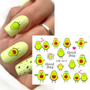 Anime Avocado Fruit Transfer Nail Stickers Charms Summer Water Sticker For Nails Sliders Character Image Tattoo Decal Decoration
