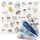 Anime Avocado Fruit Transfer Nail Stickers Charms Summer Water Sticker For Nails Sliders Character Image Tattoo Decal Decoration