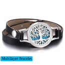 Nueva pulsera de aromaterapia Tree of Life, pulsera difusora de aceite esencial, medallón de Perfume, pulseras de cuero para mujer, pulseras