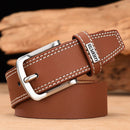 Men's Leather High Quality Classic Belt Alloy Pin Buckle Men's Matching Jeans Business Cowhide Belt Black Color Dark Brown Color