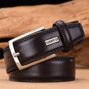 Men's Leather High Quality Classic Belt Alloy Pin Buckle Men's Matching Jeans Business Cowhide Belt Black Color Dark Brown Color