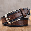 Men's Leather High Quality Classic Belt Alloy Pin Buckle Men's Matching Jeans Business Cowhide Belt Black Color Dark Brown Color