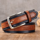 Men's Leather High Quality Classic Belt Alloy Pin Buckle Men's Matching Jeans Business Cowhide Belt Black Color Dark Brown Color