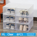 6Pack Transparent shoe box shoes organizers thickened foldable Dustproof plastic storage box Stackable combined shoe cabinetSale