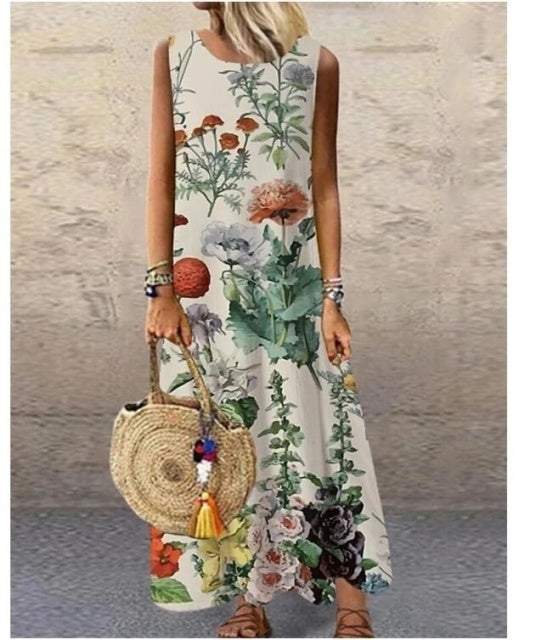 Summer Long Dress 2022 Elegant Robe Dress Party Sleeveless Dresses Women Casual Sundress Vintage Maxi Dresses For Women