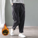 Velvet Warm Winter Pants for Women Elastic Waist Corduroy Harem Pant Loose Solid Pockets Oversize Streetwear Trousers Women