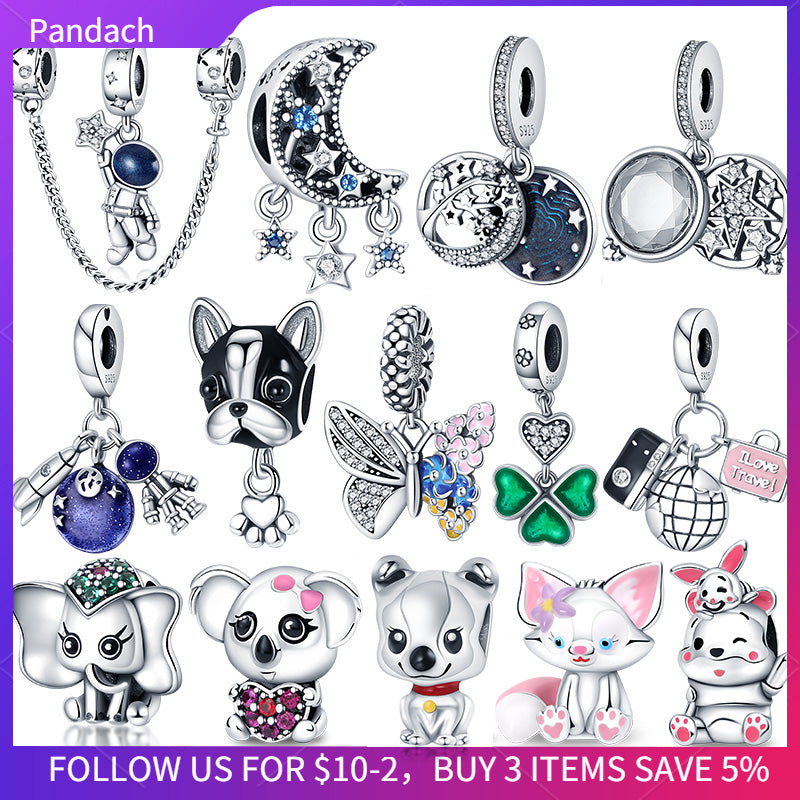 plata charms of ley 925 silver Starry Sky Series Charm Safety Chain fit pandora 925 original bracelets pulseira diy 2021 new