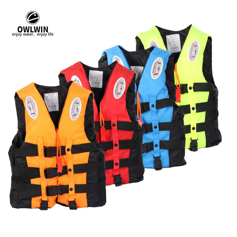 Universal Outdoor Schwimmen Bootfahren Skifahren Fahren Weste Überlebensanzug Polyester Schwimmweste für Erwachsene Kinder mit Rohr S-XXXL