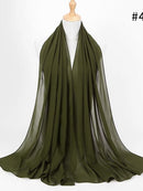 72*175cm Muslim Chiffon Hijab Shawls Scarf Women Solid Color Head Wraps Women Hijabs Scarves Ladies Foulard Femme Muslim Veil