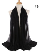 72*175cm Muslim Chiffon Hijab Shawls Scarf Women Solid Color Head Wraps Women Hijabs Scarves Ladies Foulard Femme Muslim Veil