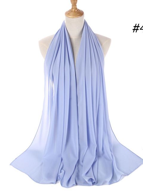 72*175cm Muslim Chiffon Hijab Shawls Scarf Women Solid Color Head Wraps Women Hijabs Scarves Ladies Foulard Femme Muslim Veil