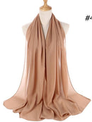 72*175cm Muslim Chiffon Hijab Shawls Scarf Women Solid Color Head Wraps Women Hijabs Scarves Ladies Foulard Femme Muslim Veil