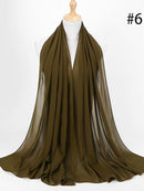 72*175cm Muslim Chiffon Hijab Shawls Scarf Women Solid Color Head Wraps Women Hijabs Scarves Ladies Foulard Femme Muslim Veil