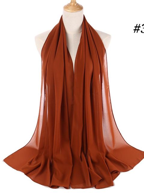 72 * 175 cm Muslim Chiffon Hijab Schals Schal Frauen Einfarbig Kopf Wraps Frauen Hijabs Schals Damen Foulard Femme Muslim Veil