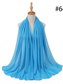 72*175cm Muslim Chiffon Hijab Shawls Scarf Women Solid Color Head Wraps Women Hijabs Scarves Ladies Foulard Femme Muslim Veil