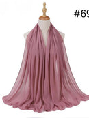 72*175cm Muslim Chiffon Hijab Shawls Scarf Women Solid Color Head Wraps Women Hijabs Scarves Ladies Foulard Femme Muslim Veil