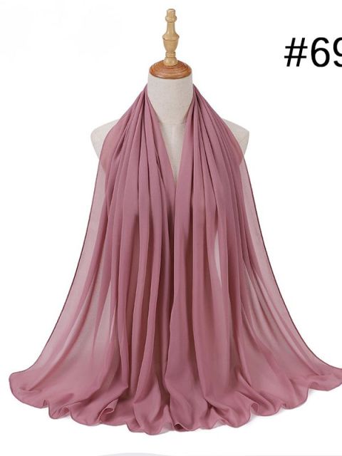 72*175cm musulmán chifón Hijab chales bufanda mujer Color sólido cabeza envuelve mujeres Hijabs bufandas señoras Foulard Femme velo musulmán