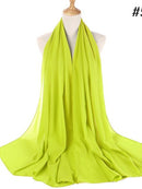 72*175cm Muslim Chiffon Hijab Shawls Scarf Women Solid Color Head Wraps Women Hijabs Scarves Ladies Foulard Femme Muslim Veil