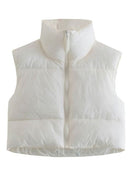 Chaleco corto marrón a la moda para mujer 2022, chaleco con cremallera y cuello levantado para mujer, prendas de vestir exteriores informales para mujer