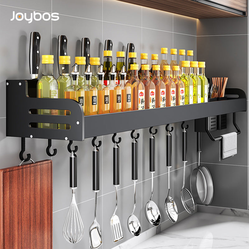 Joybos Kichen organizador especias aluminio multifunción Kichen estante de almacenamiento montado en la pared organizador de cocina para especias