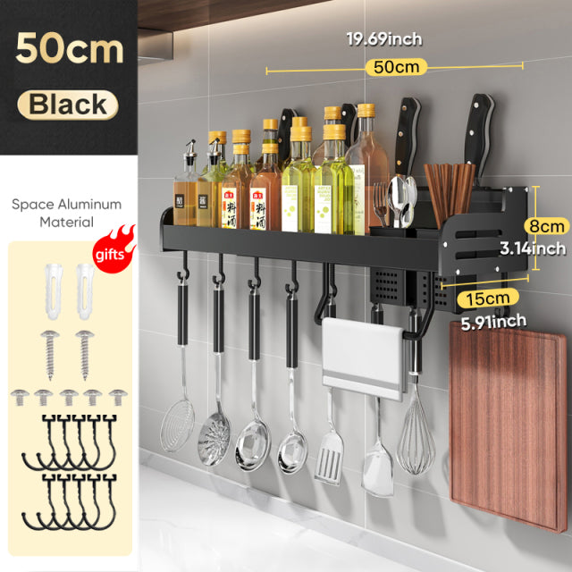 Joybos Kichen organizador especias aluminio multifunción Kichen estante de almacenamiento montado en la pared organizador de cocina para especias