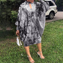 Party Dress Robe Women Long Sleeve Leopard Print Midi Dress 2022 VONDA  Autumn Casual Loose Holiday Long Shirt Vestido Oversized