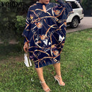Party Dress Robe Women Long Sleeve Leopard Print Midi Dress 2022 VONDA  Autumn Casual Loose Holiday Long Shirt Vestido Oversized