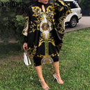 Party Dress Robe Women Long Sleeve Leopard Print Midi Dress 2022 VONDA  Autumn Casual Loose Holiday Long Shirt Vestido Oversized