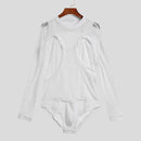 Men Bodysuits Mesh Patchwork See Through Pajamas O-neck Long Sleeve Rompers Underwear 2022 Skinny Sexy Bodysuit INCERUN S-5XL 7