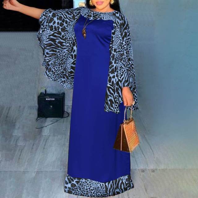 Elegantes Abendgesellschaftskleid Frauen Leopardenmuster Patchwork Maxikleid 2022 VONDA Lange Flare Sleeve Casual Robe Bohemian Vestidos