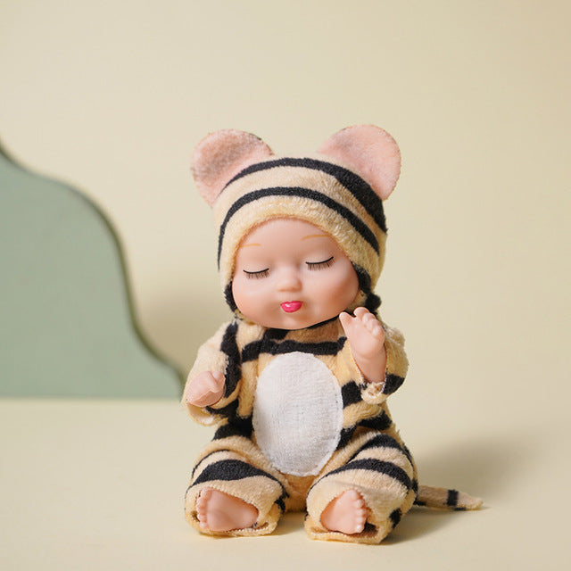 1 Pieces Sleep Baby Doll Cute Animal Baby Doll 3.5inch Height Simulated Reborn Baby for Children&