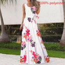 Celmia 2022 Summer Bohemian Long Dress Women Sexy Party Maxi Sundress Sleeveless Floral Print Casual Ruffles Belt Beach Vestidos
