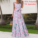 Celmia 2022 Summer Bohemian Long Dress Women Sexy Party Maxi Sundress Sleeveless Floral Print Casual Ruffles Belt Beach Vestidos
