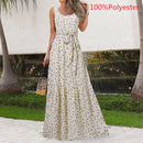 Celmia 2022 Summer Bohemian Long Dress Women Sexy Party Maxi Sundress Sleeveless Floral Print Casual Ruffles Belt Beach Vestidos