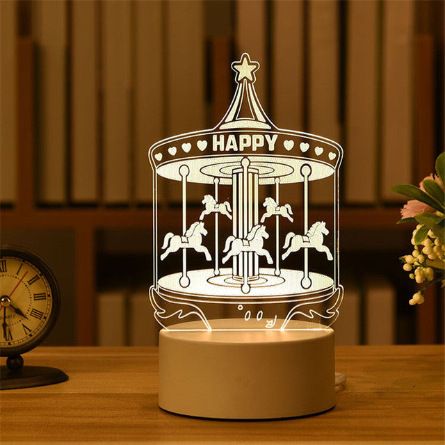 Lámpara Led acrílica 3D de amor romántico para el hogar, lámpara de mesa de luz nocturna para niños, decoración de fiesta de cumpleaños, lámpara de noche para el Día de San Valentín